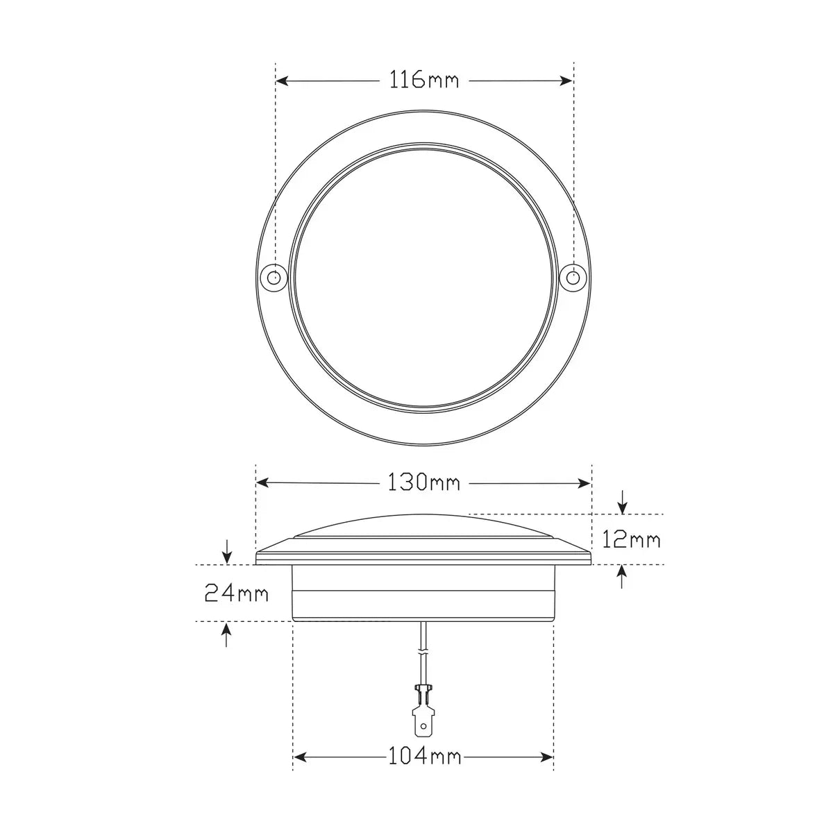 Rear Indicator Lamp - Amber-130mm