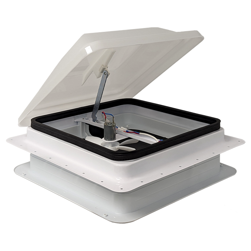 Coast RV 14x14 White Wind-Up Roof Vent With 12V FAN & LED - SPECIAL ORDER