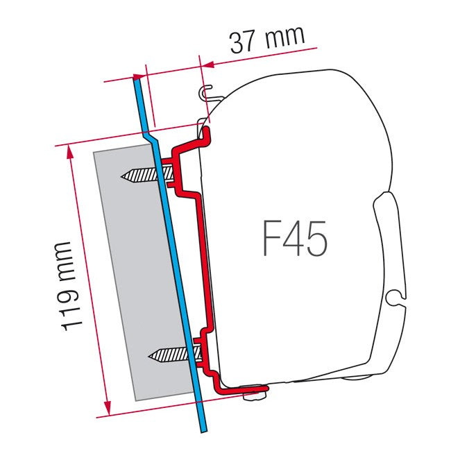 98655-741: Fiamma F45 Awning Mounting Bracket Kit - Suits Ford Transit High Roof / Sprinter / VW Crafter