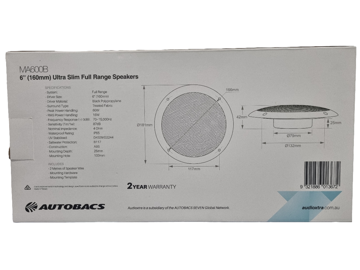 Axis Black Speakers 6"Ultra Slim Full Range