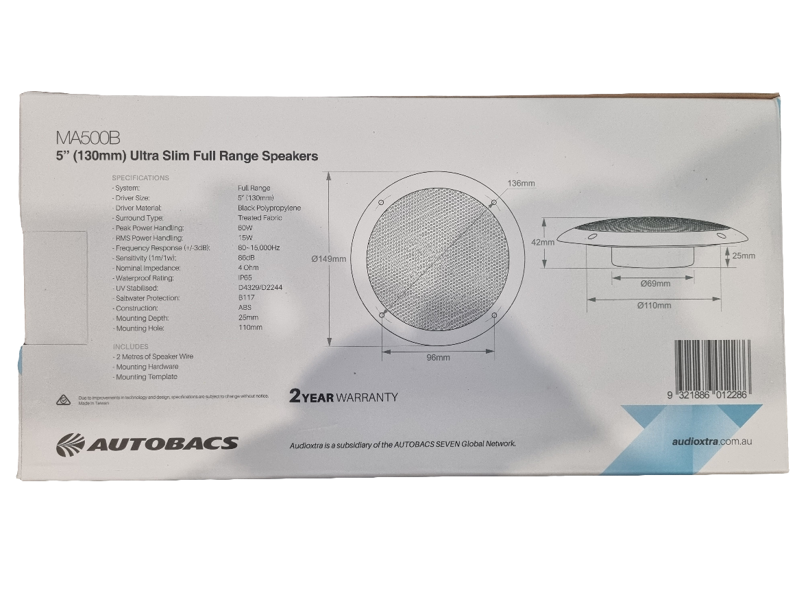 5" Ultra Slim Full Range Speakers (Black) - Pair - Axis