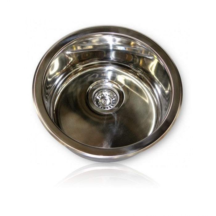 Stainless Steel Round Basin - 450mm dia - Inc. Waste & Plug