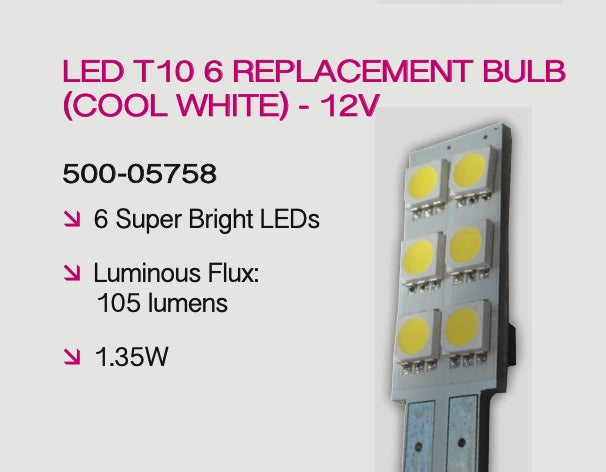 Coast To Coast LED T10 6 Replacement Bulb - Cool White