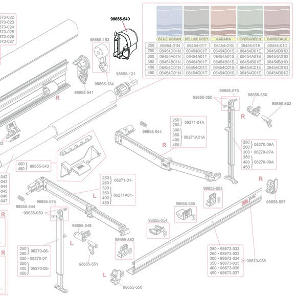 98673-401: Right-hand End Cap (Polar White) - Suits Fiamma F45 S Awnings - LIMITED STOCK