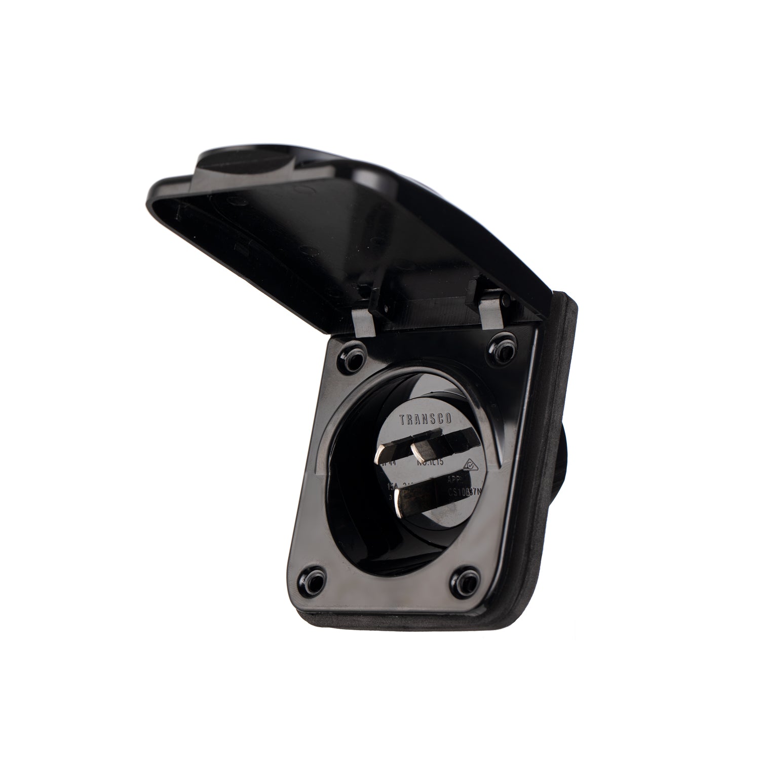 Transco 15A Caravan Power Inlet (Black) 240V - IP54