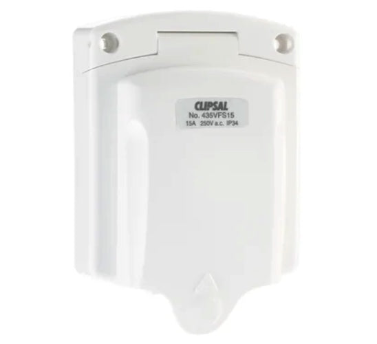 Clipsal 15A Caravan Power Inlet (White) 240V - IP34