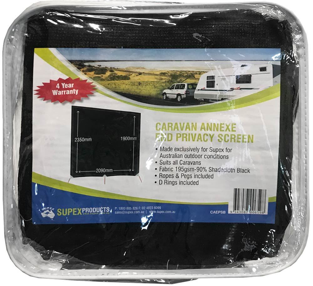 Supex (Black) (Caravan) End Wall Privacy Screen 2.35 x 2.09 x 1.9m - SPECIAL ORDER
