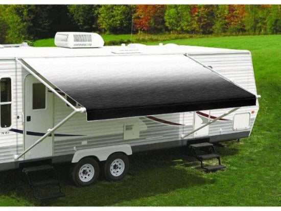 Carefree Fiesta Awning - 16ft - Black Shale Fade (No Arms/Hardware) - Black ends on roller - including fitment - SPECIAL ORDER