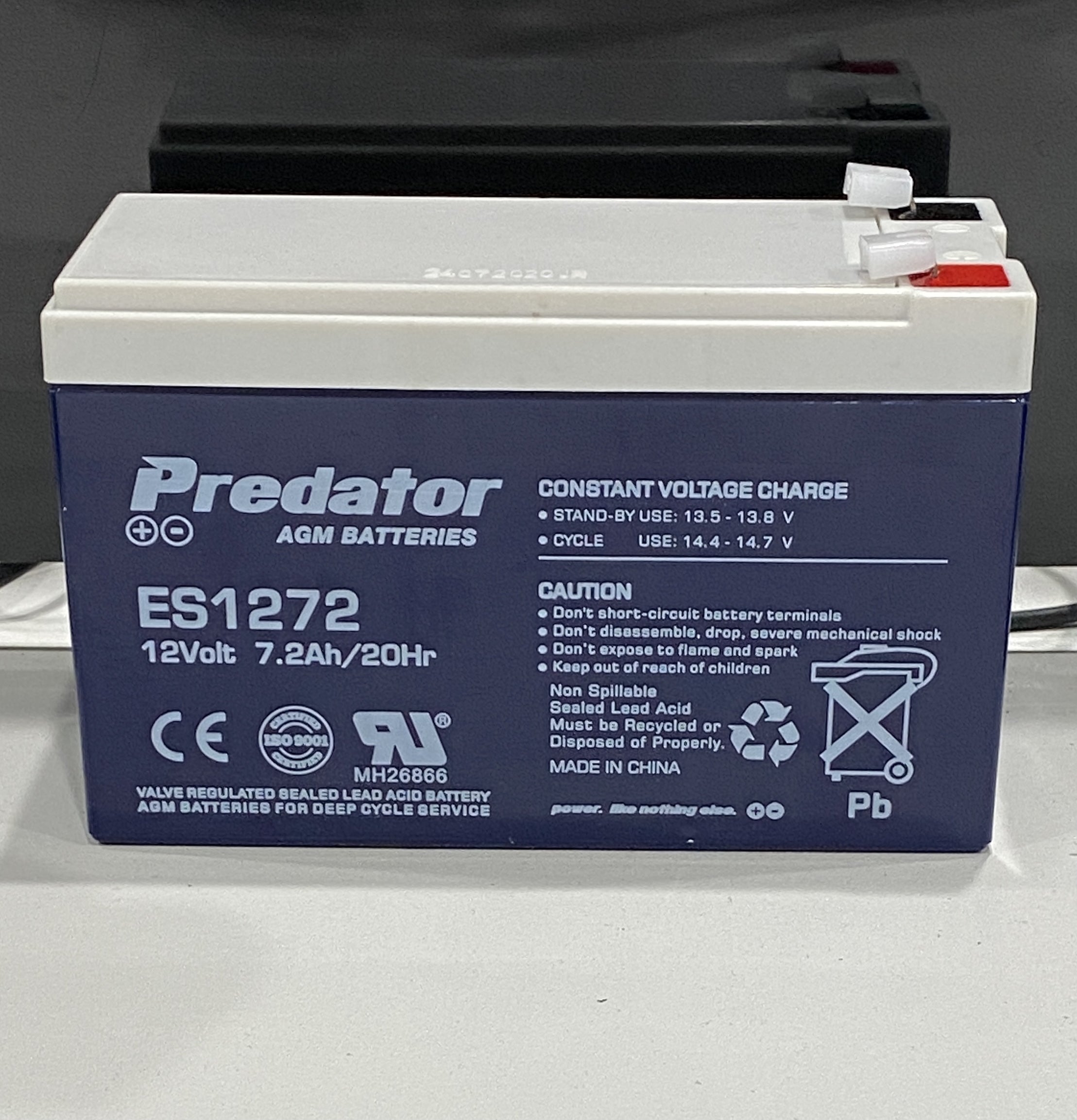 12V 7.2Ah AGM Battery (Suits Break Away systems) - Predator -PICK UP ONLY - SPECIAL ORDER