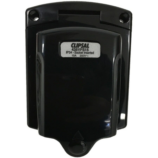 Clipsal black 15amp Power inlet w/ weatherproof FLAP ONLY