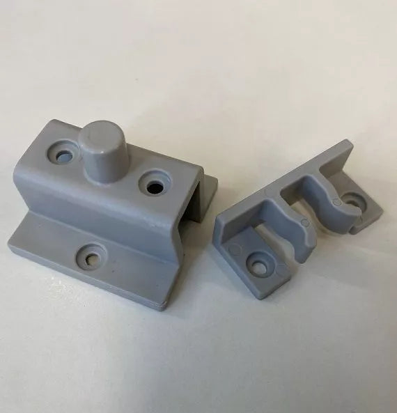 Grey Shower Door PIvot Catch 2 Parts-SPECIAL ORDER