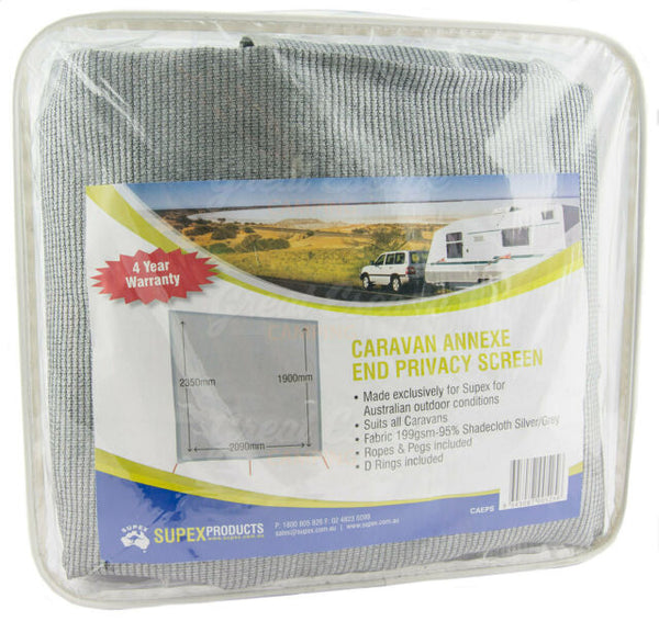 Supex (Silver/Grey) End Wall Privacy Screen 2.3 x 2.1 x 1.9m - SPECIAL ORDER