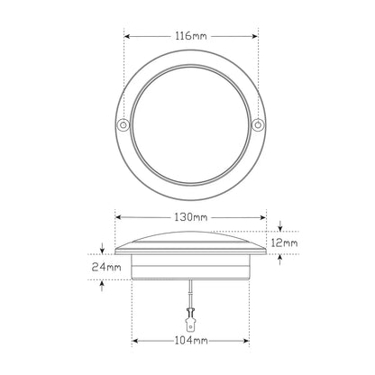 Rear Indicator Lamp - Amber-130mm
