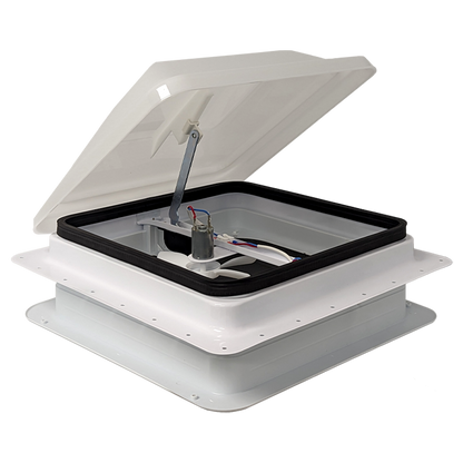 Coast RV 14x14 White Wind-Up Roof Vent With 12V FAN &amp; LED - SPECIAL ORDER
