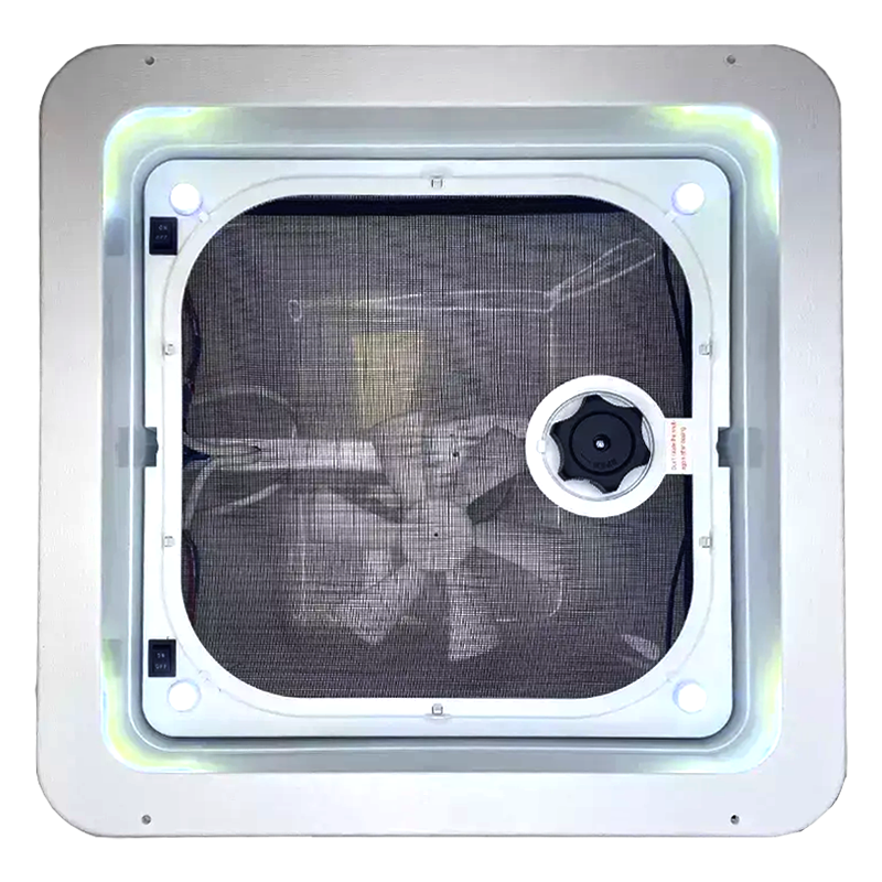 Coast RV 14x14 White Wind-Up Roof Vent With 12V FAN &amp; LED - SPECIAL ORDER