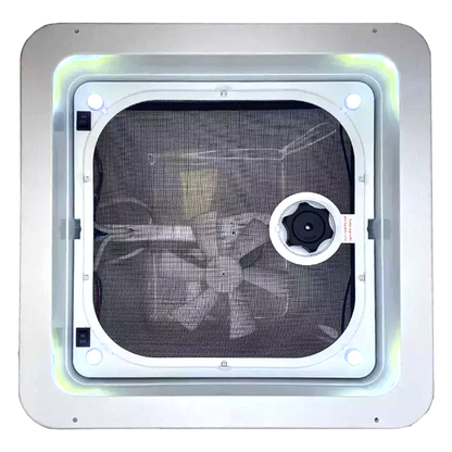Coast RV 14x14 White Wind-Up Roof Vent With 12V FAN &amp; LED - SPECIAL ORDER