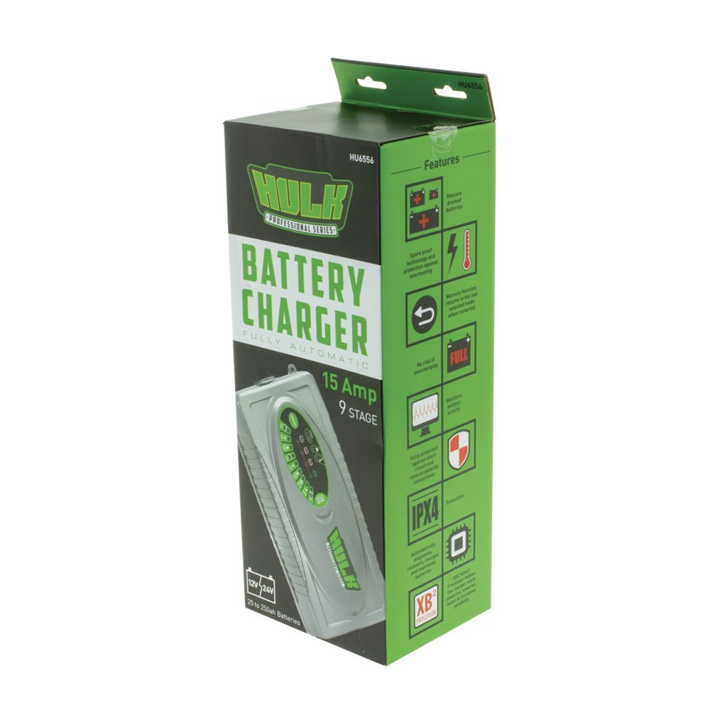 Hulk 9 Stage Fully Auto Switch Mode Battery Charger For 15Amp 12/24v - SPECIAL ORDER