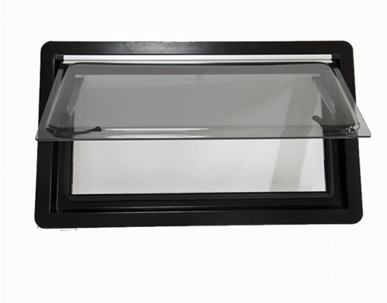 Mobicool CHAL Double Glazed Window With Screen & Blind - Black Alloy Frame - 900 x 500mm