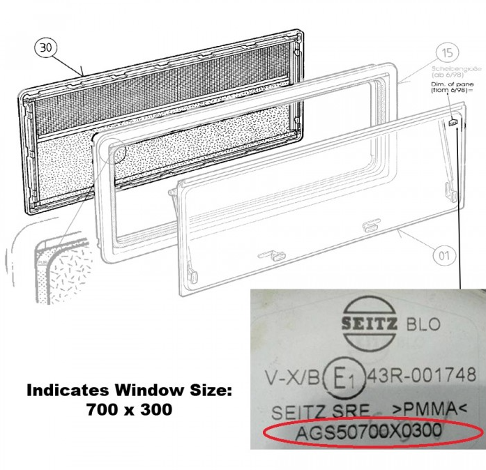 Seitz S4 Internal Window Frame (New Style) - 1200x500mm - Special Order