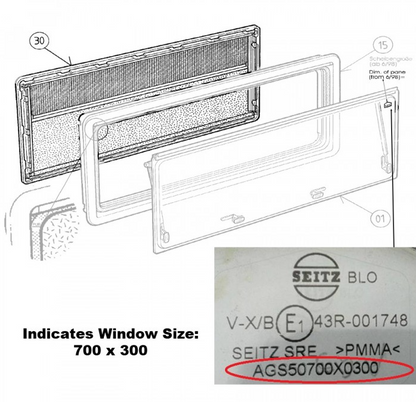Seitz S4 Internal Window Frame (New Style) - 1200x500mm - Special Order