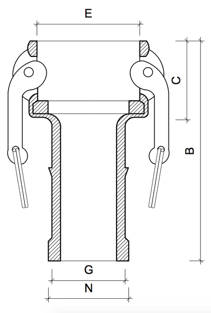 Poly Camlock C-Female coupling to hose barb-32mm