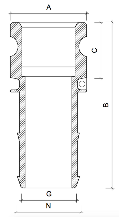POLY CAMLOCK E.- Male Connector to Hose Barb - 40mm