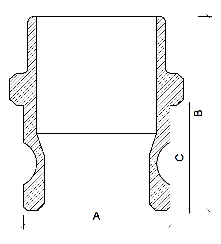 POLY CAMLOCK F.- Male Connector to MBSP Thread - 40mm.