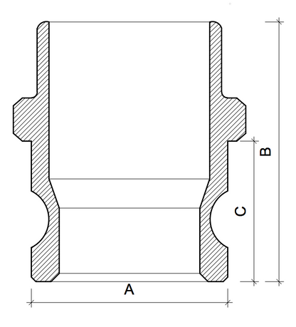 POLY CAMLOCK F.- Male Connector to MBSP Thread - 40mm.