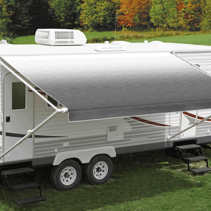 (SUPPLY &amp; FIT) 16ft Carefree Awning w LEDs - Silver Shale Fade (Fabric On Roll / No Arms)