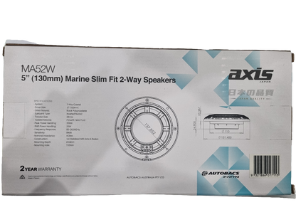 5" 130mm Slim Marine 2 Way Speakers (White) - Pair - Axis