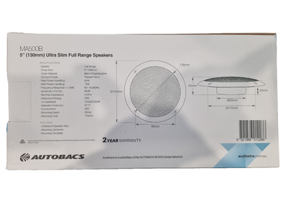 5" Ultra Slim Full Range Speakers (Black) - Pair - Axis