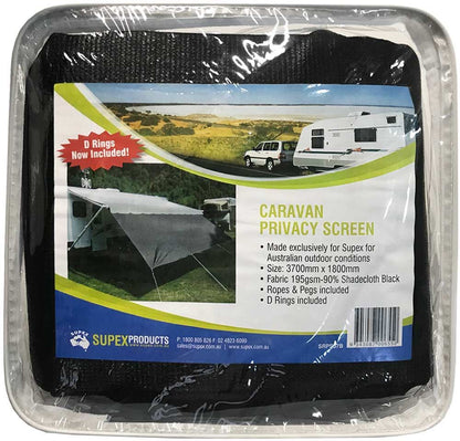 Supex (15ft) (Black) Awning Privacy Screen 4.26m x 1.8m - LIMITED STOCK