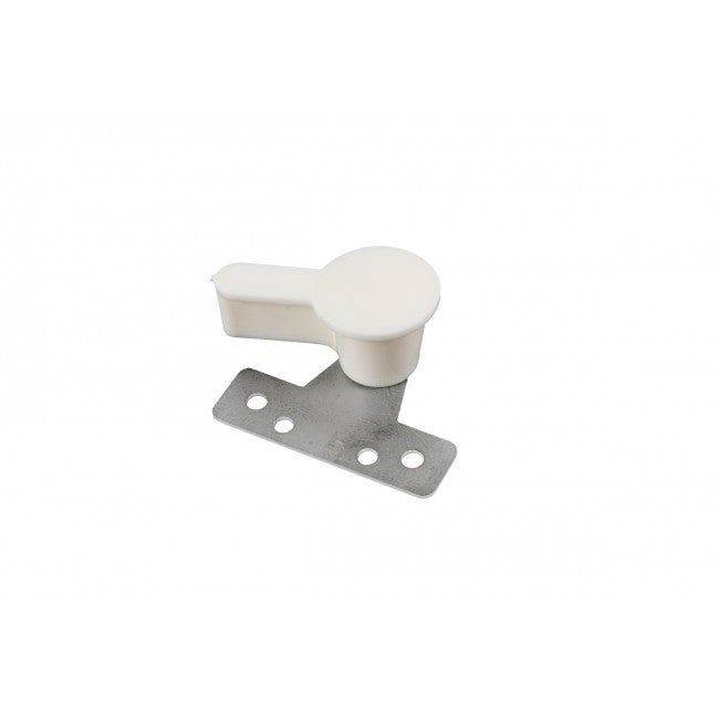 Pushout Window Knob Lock with Metal Plate, White