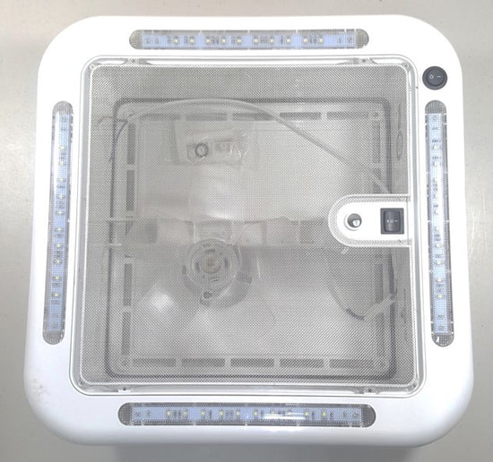 12V SHOWER HATCH WITH LED LIGHTS  WHITE Sanjo