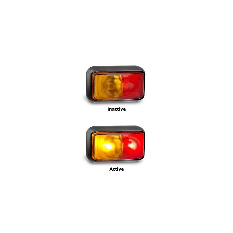 Red and Amber Side Marker Lamp Black Base - LED AutoLamps- 58ARM