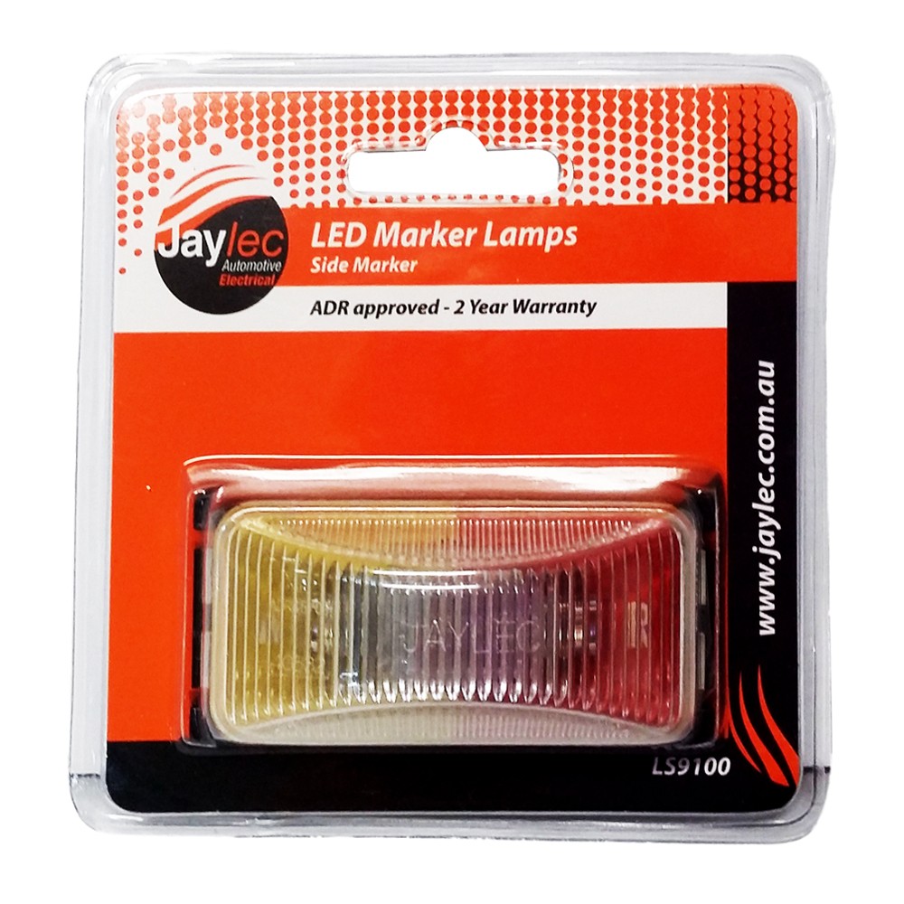LED Side Marker Lamp (Amber/Red) 12/24V - Black Base - Jaylec