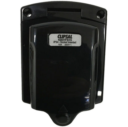 Clipsal 15A Caravan Power Inlet (Black) 240V - IP34
