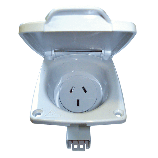 CMS White 10amp Outlet  IP44 w/ Auto Switch