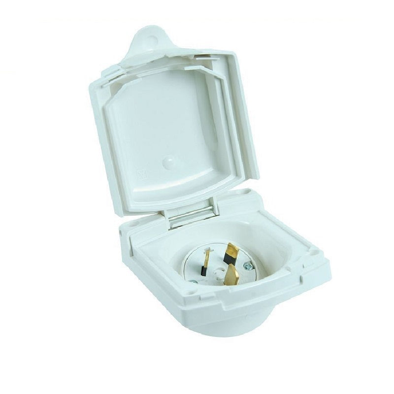 Clipsal 15A Caravan Power Inlet (White) 240V - IP34