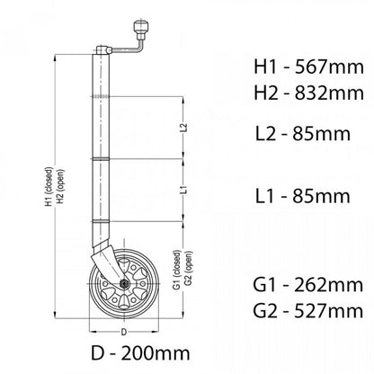 ALKO Premium 200mm Jockey Wheel - Standard Height with Clamp