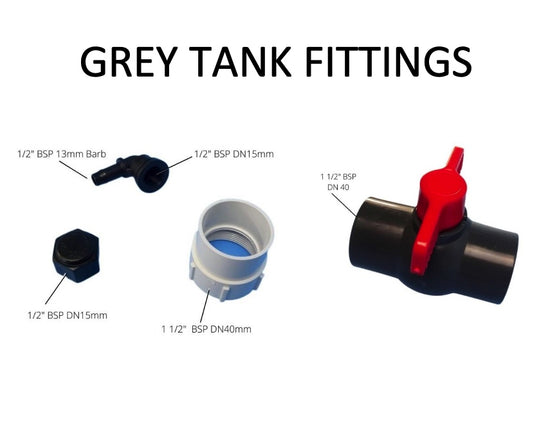 Grey Water Tank Fittings to suit Camec 110L Universal Tank