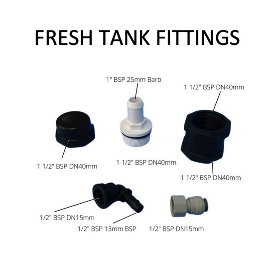 Fresh Water Tank Fittings to suit Camec 110L Universal Tank