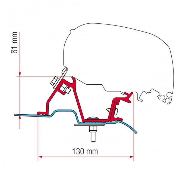 98655-889: Fiamma F80 Mounting Bracket Kit - Suit Mercedes Sprinter / VW Crafter High Roof