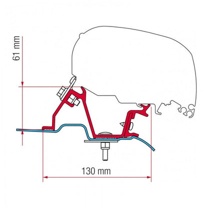 98655-889: Fiamma F80 Mounting Bracket Kit - Suit Mercedes Sprinter / VW Crafter High Roof
