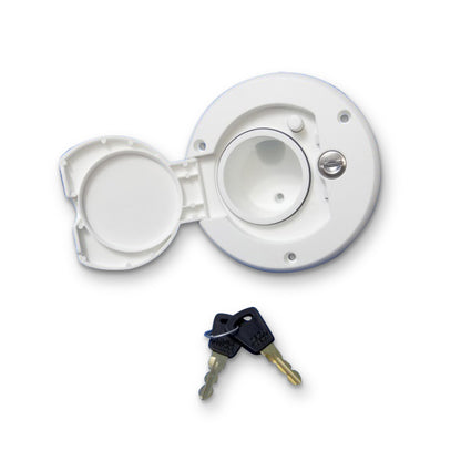 Water Filler White w/ Lockable LH Hinged Cap Camec