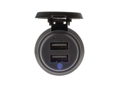 Hulk 12/24V 2.4amp Dual USB Socket (90 degree terminals)