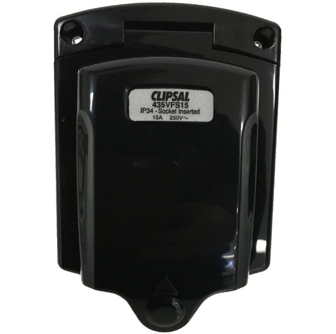Clipsal 15A Caravan Power Inlet (Black) 240V - IP34
