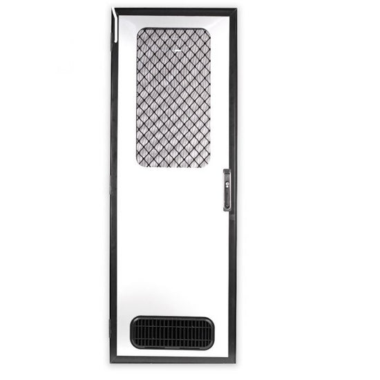Odyssey 4 Square Corner Door 1623mm x 572mm Black Frame Left Hand Hinge Smooth White Infil &amp; White Vent - SPECIAL ORDER